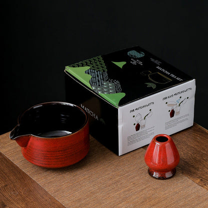 Eco-Friendly Matcha Tea Set - Sustainable Ceramic Tea Set with Earthy Tones