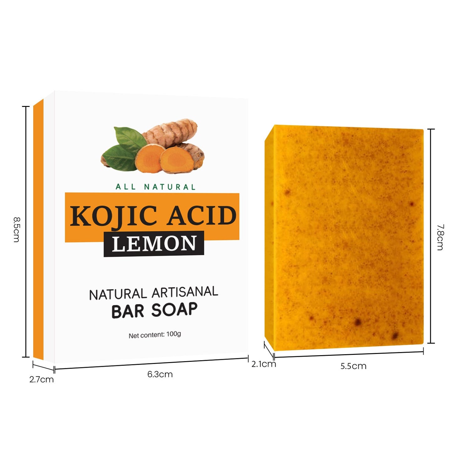 Natural Yellow Turmeric Soap Bars - Eco-Friendly, Biodegradable, Plastic-Free