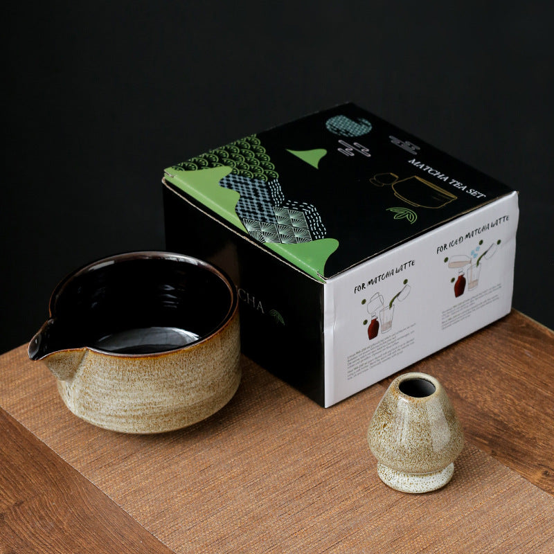 Eco-Friendly Matcha Tea Set - Sustainable Ceramic Tea Set with Earthy Tones