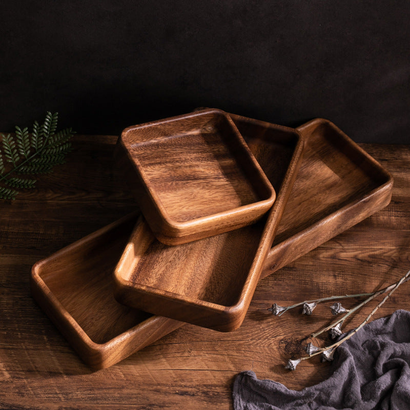 Eco-Friendly Rectangular Wooden Trays - Sustainable Home Décor