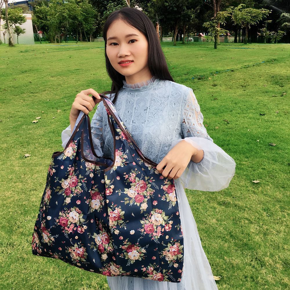 Eco-Friendly Reusable Shopping Bag - Durable Floral Tote for Groceries