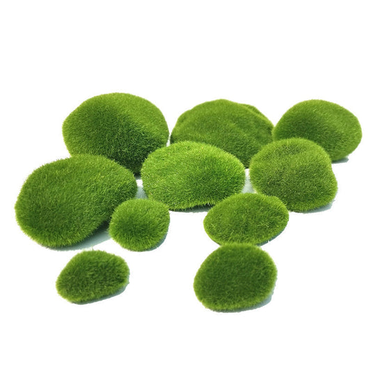 Eco-Friendly Decorative Moss Stones in Various Rounded Shapes