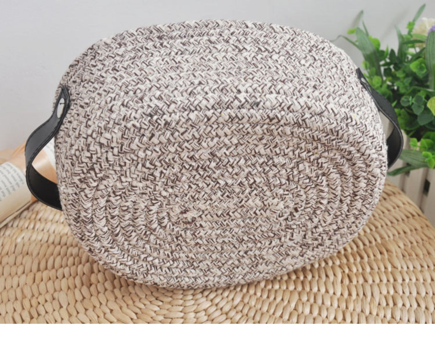 Eco-Friendly Woven Fabric Storage Baskets - Cream, Gray, Black