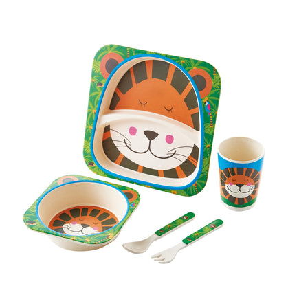 Bamboo Fibre Kids Dinnerware Set - Eco-Friendly Crocodile Design