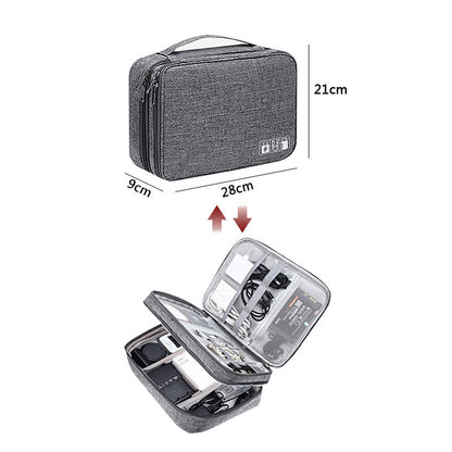 Gray Rectangular Cable Organizer Bag for Electronics
