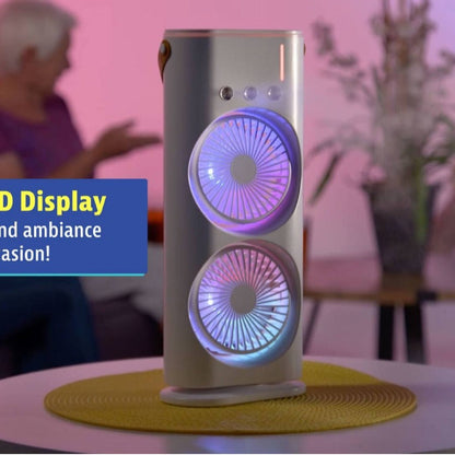 Multifunctional Double Headed Fan with Night Light and Adjustable Speeds