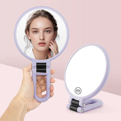 Portable Light Purple Folding Makeup Mirror - Eco-Friendly, Durable, Compact