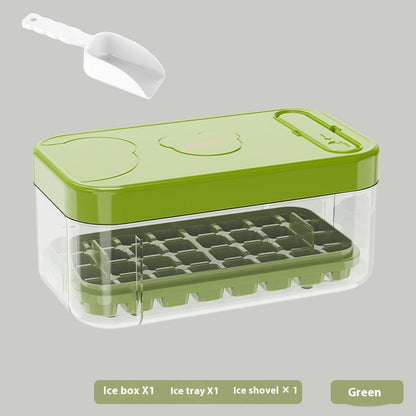 Eco-Friendly Ice Cube Tray and Storage Box Set - Green Lid, Reusable, Sustainable
