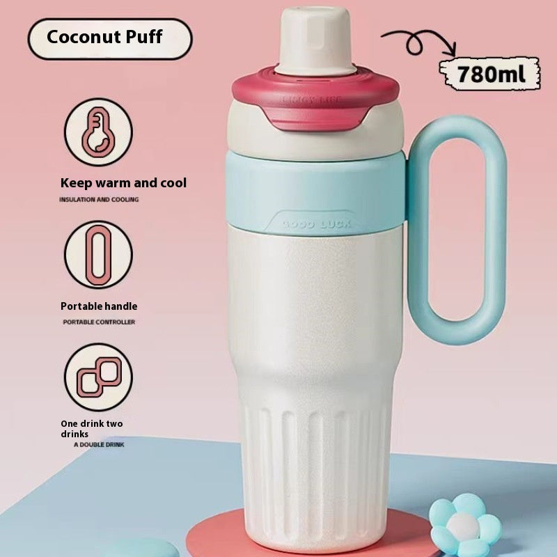 Eco-Friendly Reusable Water Bottle with Handle - 780ml Yellow & Blue