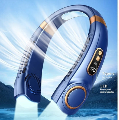 Eco-Friendly Portable Neck Fan - Hands-Free Cooling with Rechargeable Battery