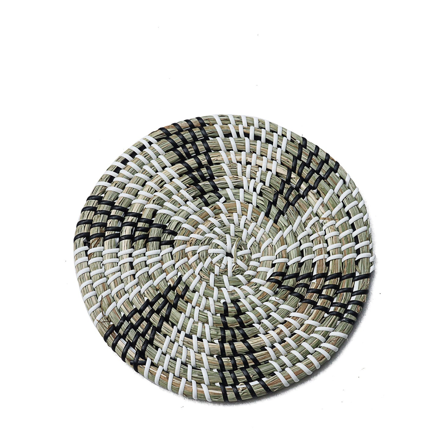 Eco-Friendly Woven Natural Fiber Coasters - Multicolored Round Design
