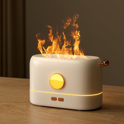 Compact LED Flame Effect Humidifier - Water-Saving & Ambient Light