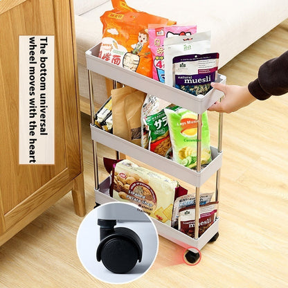 Space-Saving White Rolling Storage Cart with Durable Metal Frame