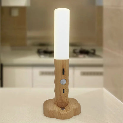 Eco-Friendly Multifunctional Flashlight and Lamp - Natural Wood Design