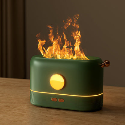 Compact LED Flame Effect Humidifier - Water-Saving & Ambient Light