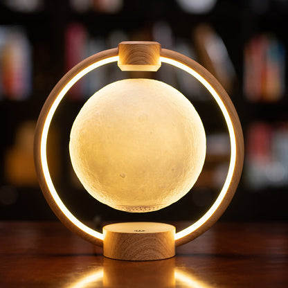 Levitating Moon Lamp with Wooden Base - Energy-Efficient LED Lighting