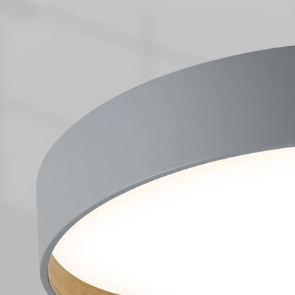 Eco-Friendly Circular Ceiling Light Fixture - Grey & Wood