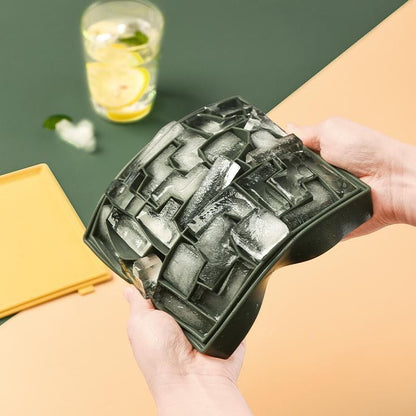 Tetris-Shaped Silicone Ice Cube Tray with Yellow Lid