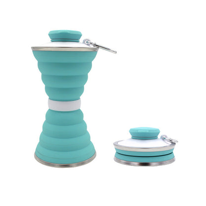 Light Blue Collapsible Silicone Water Bottle - Eco-Friendly & Space-Saving