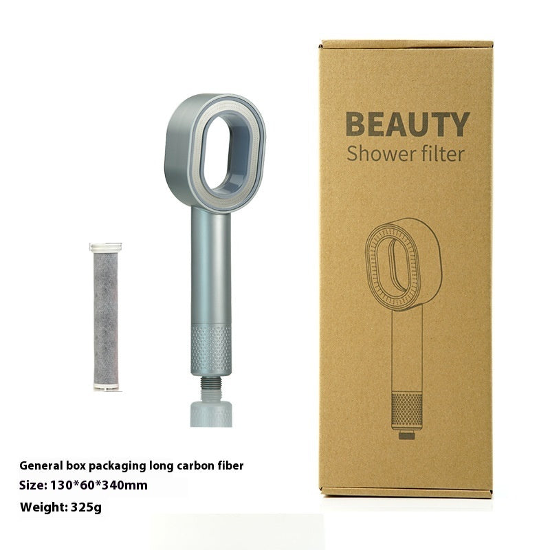 Water-Saving Silver Handheld Shower Head with Red Nozzle