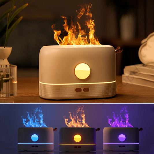 Compact LED Flame Effect Humidifier with Water-Saving Design