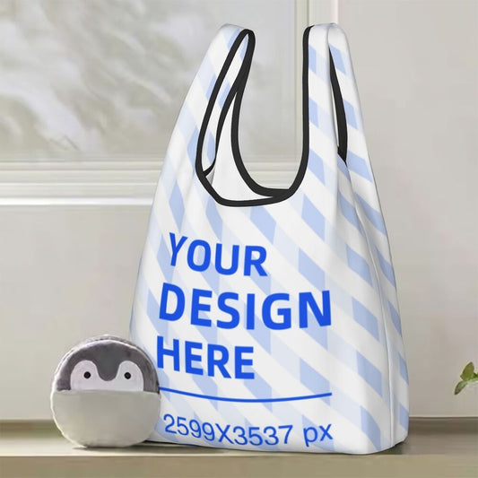 Eco-Friendly Reusable Shopping Tote Bag - White with Blue Stripes