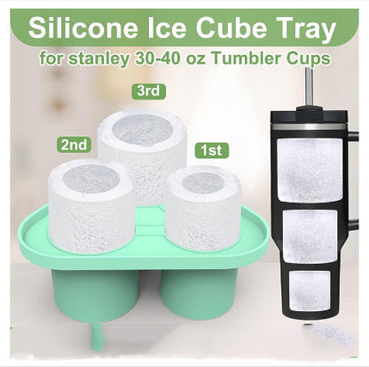 Eco-Friendly Silicone Ice Cube Tray - Triangular Shape, Green & Pink
