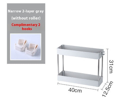 Space-Saving White Rolling Storage Cart with Durable Metal Frame