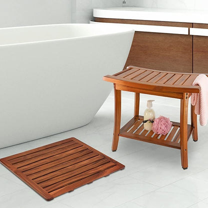 Eco-Friendly Wooden Bath Mat - Natural Bamboo or Teak, Water-Resistant, Durable