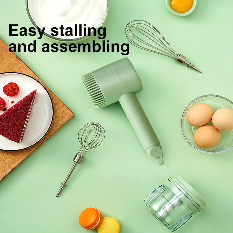 Wireless Handheld Food Mixer - Light Green, Rechargeable, Eco-Friendly