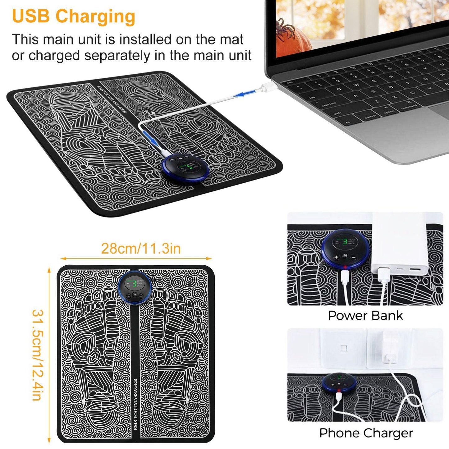 Rechargeable EMS Foot Massager Mat for Relaxation and Wellness