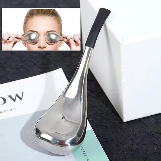 Silver Teardrop Facial Massage Tool with Black Handle