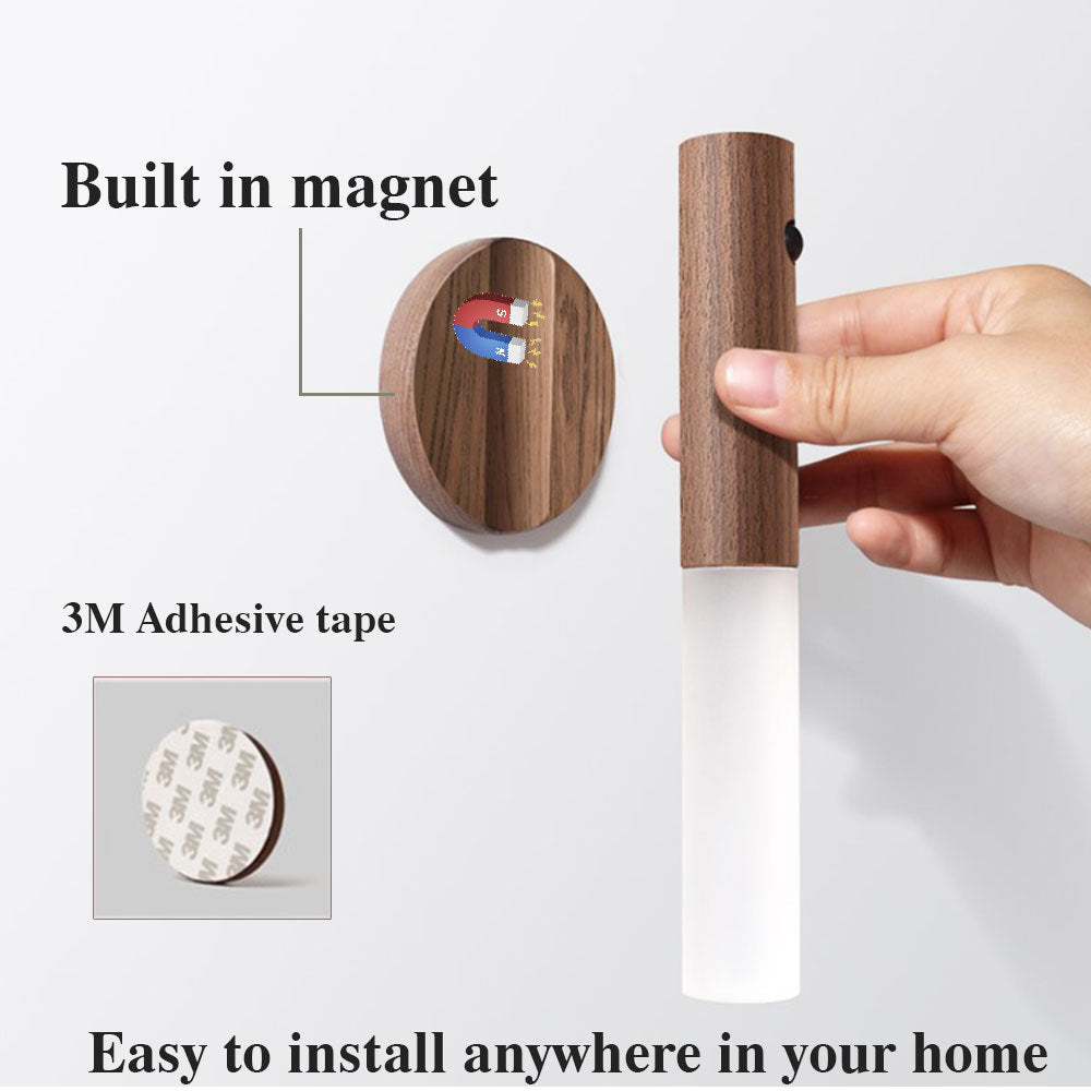 Eco-Friendly Wall-Mounted Night Light with Wood Finish