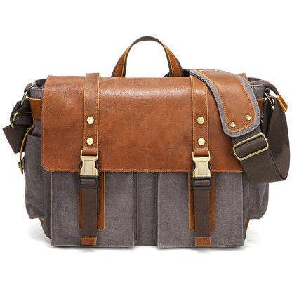 Eco-Friendly Leather and Canvas Messenger Bag for Daily Use