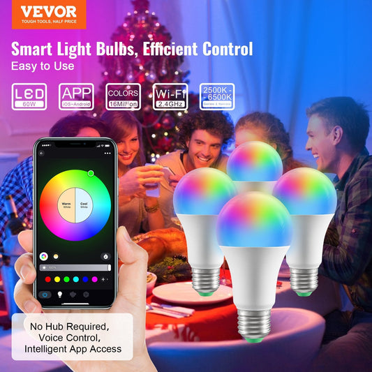 Smart LED Light Bulbs - Multi-Color, Energy-Efficient, App-Controlled