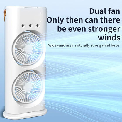 Multifunctional Double Headed Fan with Night Light and Adjustable Speeds
