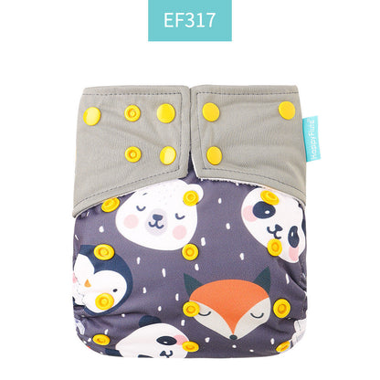 Eco-Friendly Reusable AI2 Cloth Diaper with Animal Patterns for Babies 6-15 kg