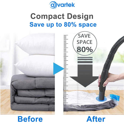 Space-Saving Vacuum Storage Bags - Pack of 6, 100x80 cm, Transparent with Blue Accents