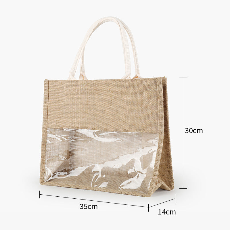 Eco-Friendly Reusable Shopping Bag - Natural Beige Jute Tote