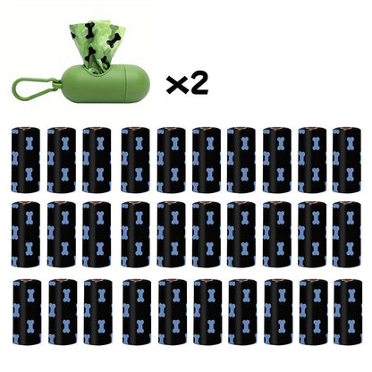 Eco-Friendly Degradable Pet Waste Bags with Dispenser - Green & Black