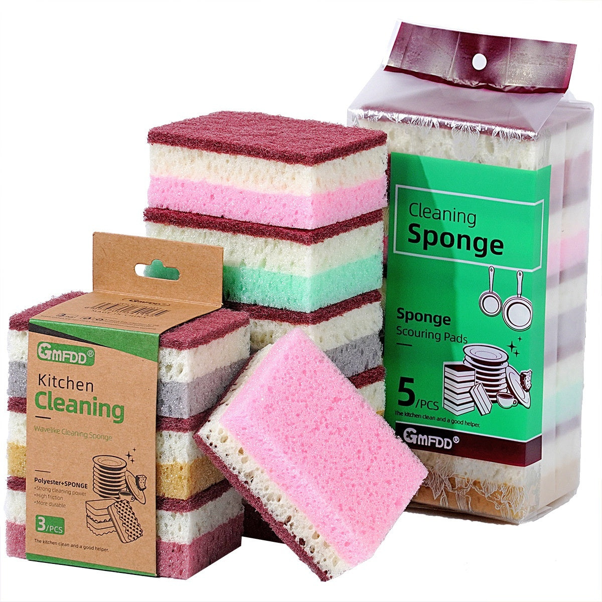 Eco-Friendly Multicolored Cleaning Sponges - Durable & Reusable
