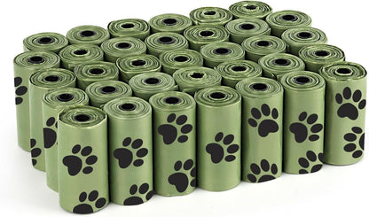 Eco-Friendly Biodegradable Dog Waste Bags - Green Paw Print Design