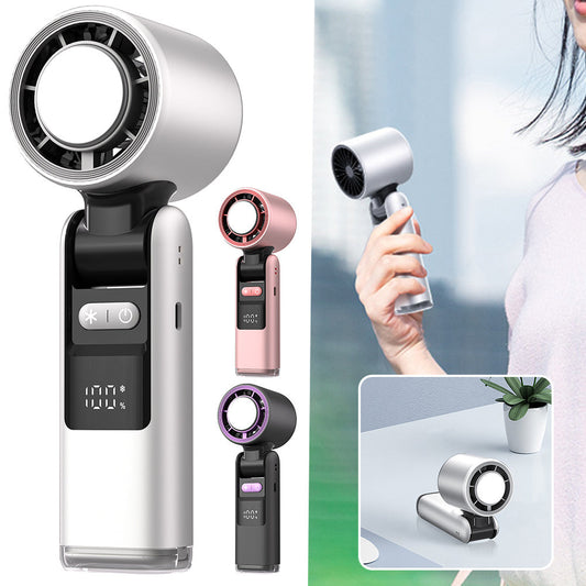 Portable Rechargeable Handheld Fan in Silver, Pink, and Black