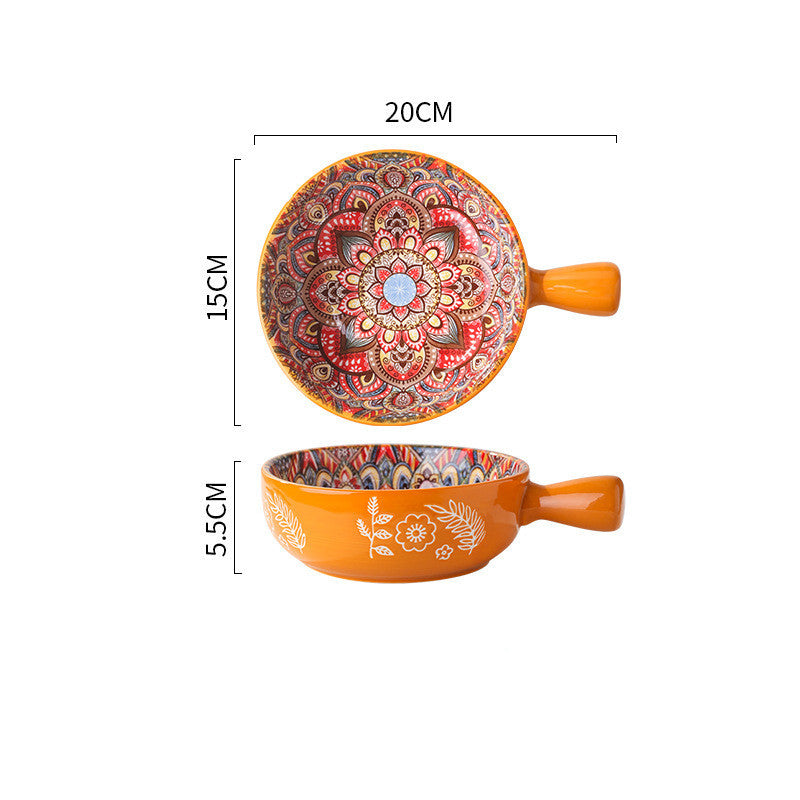 Multicolored Ceramic Bowls with Handles for Eco-Friendly Dining