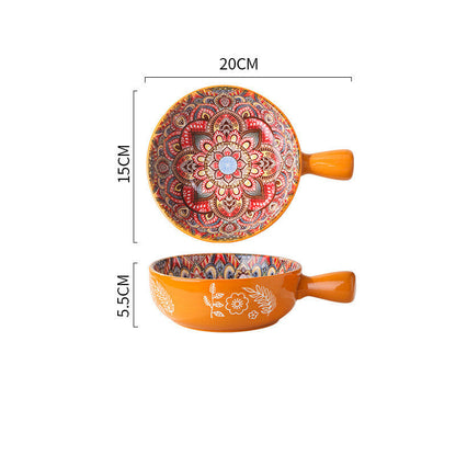 Multicolored Ceramic Bowls with Handles for Eco-Friendly Dining