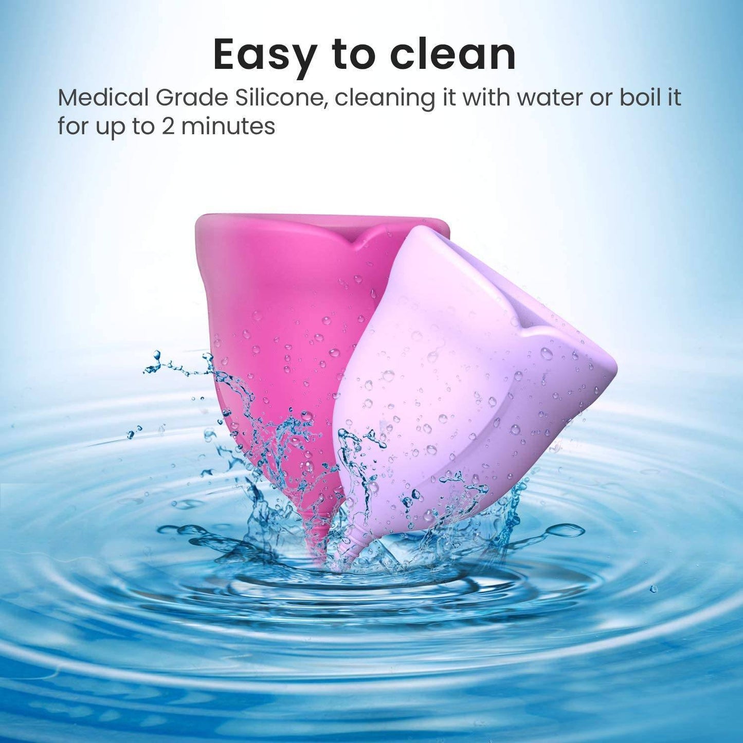 Eco-Friendly Reusable Menstrual Cups - Medical-Grade Silicone, Pink & Lavender