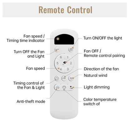 Eco-Friendly Ceiling Fan with Light - Black & Natural Wood