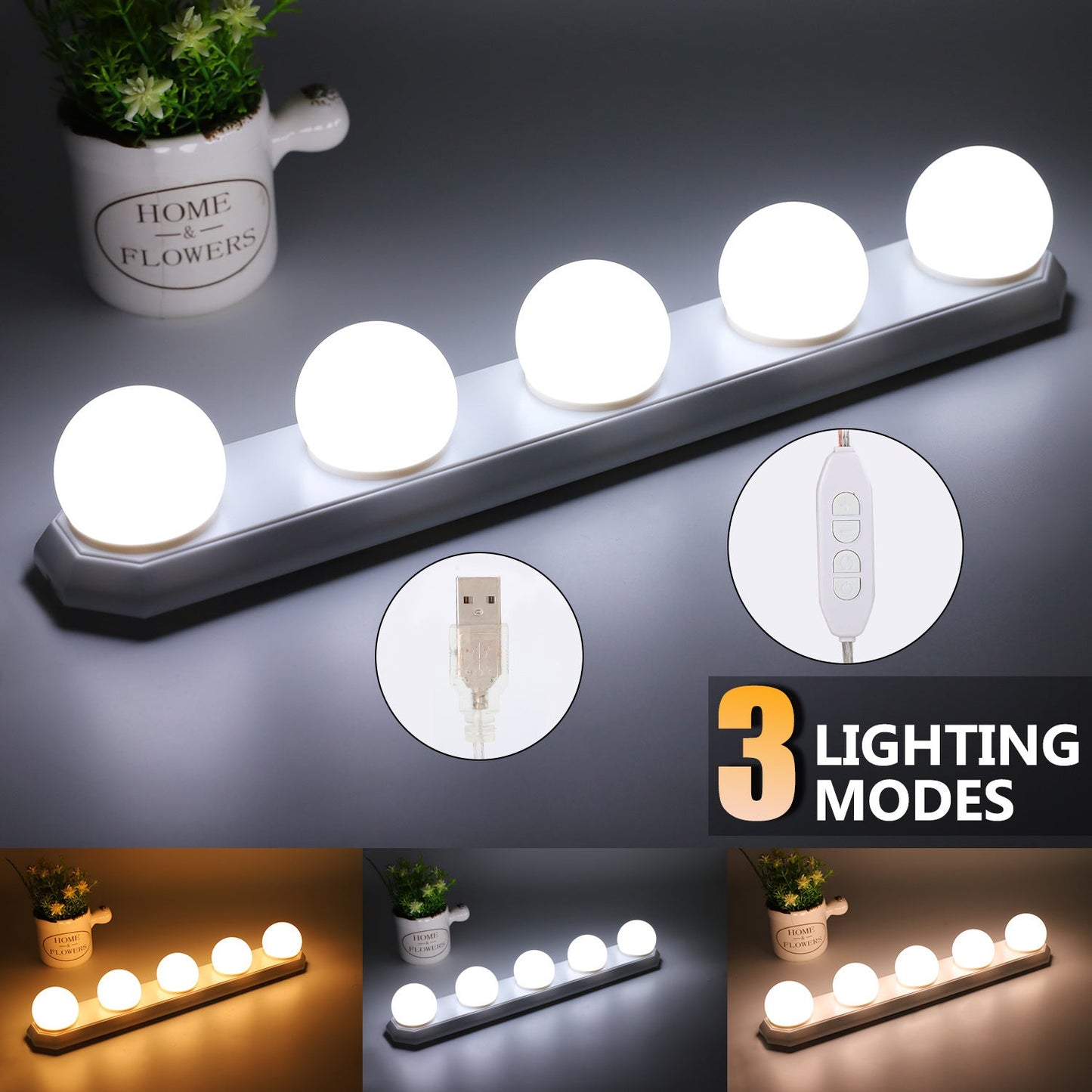Energy-Efficient LED Vanity Mirror Lights with Adjustable Brightness