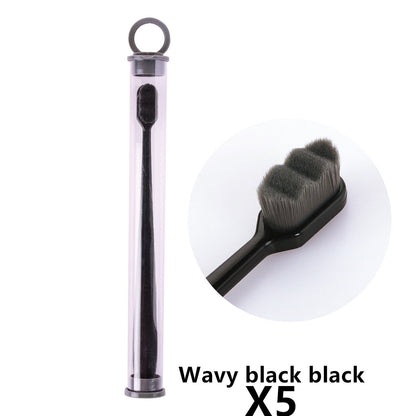 Eco-Friendly Bamboo Toothbrush with Wavy Handle Design