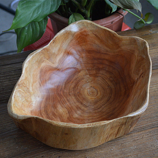 Eco-Friendly Organic Wooden Bowl with Natural Wood Tones